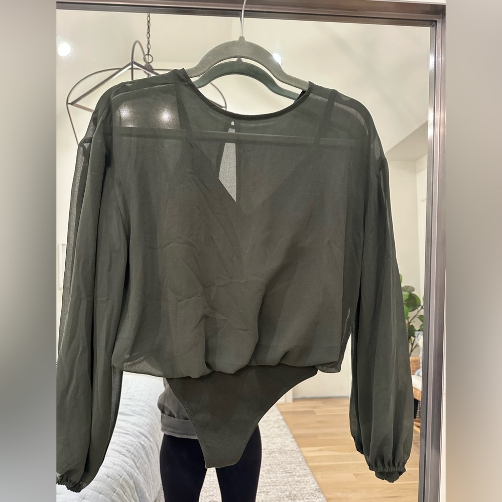 Aritzia Sheer body suit with sheer topping
